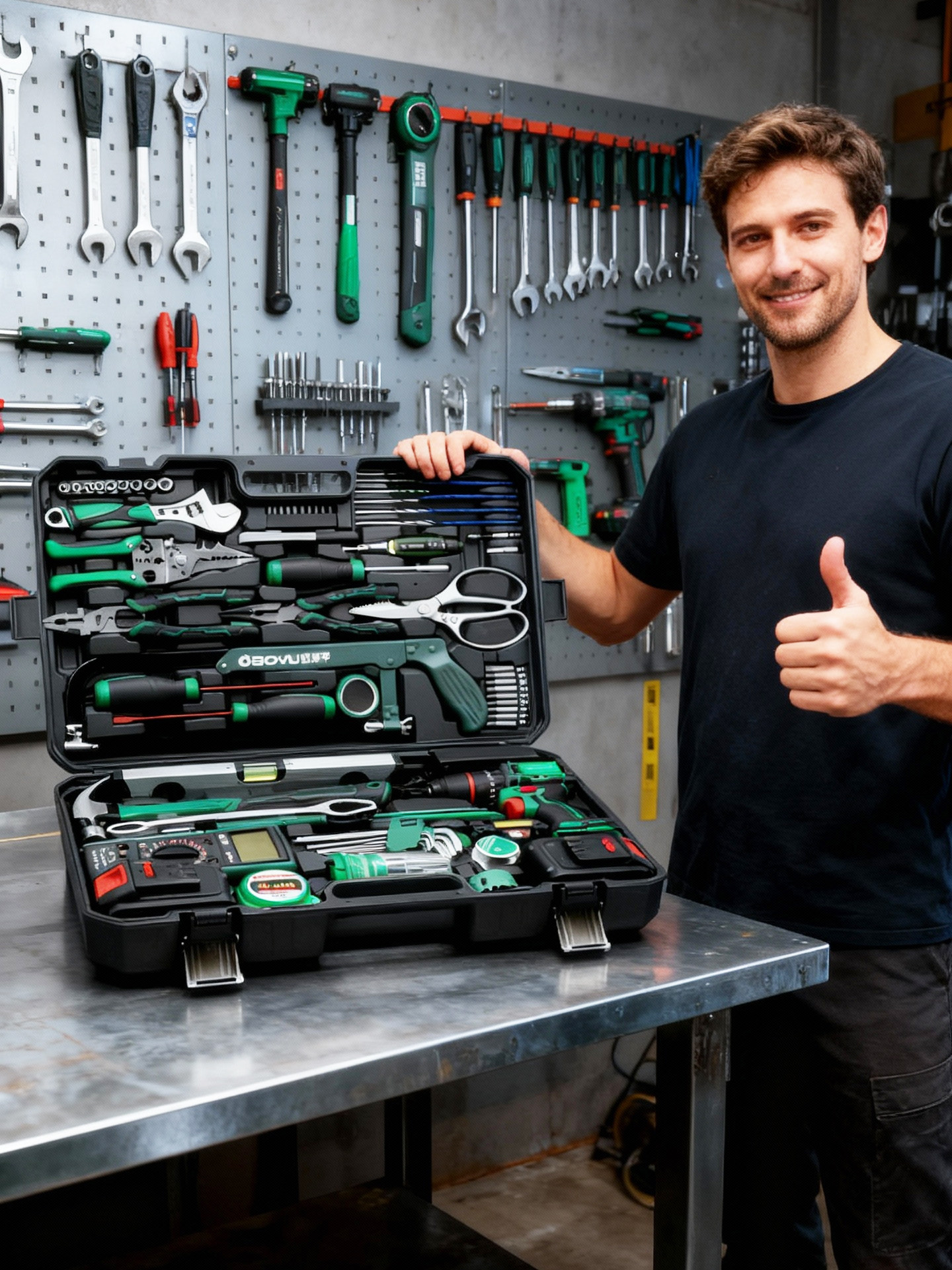 Industrial-Grade Brushless Lithium Electric Drill Tool Box Set, Household Electrician's Complete Set, Multi-Functional Hardware and Auto Repair