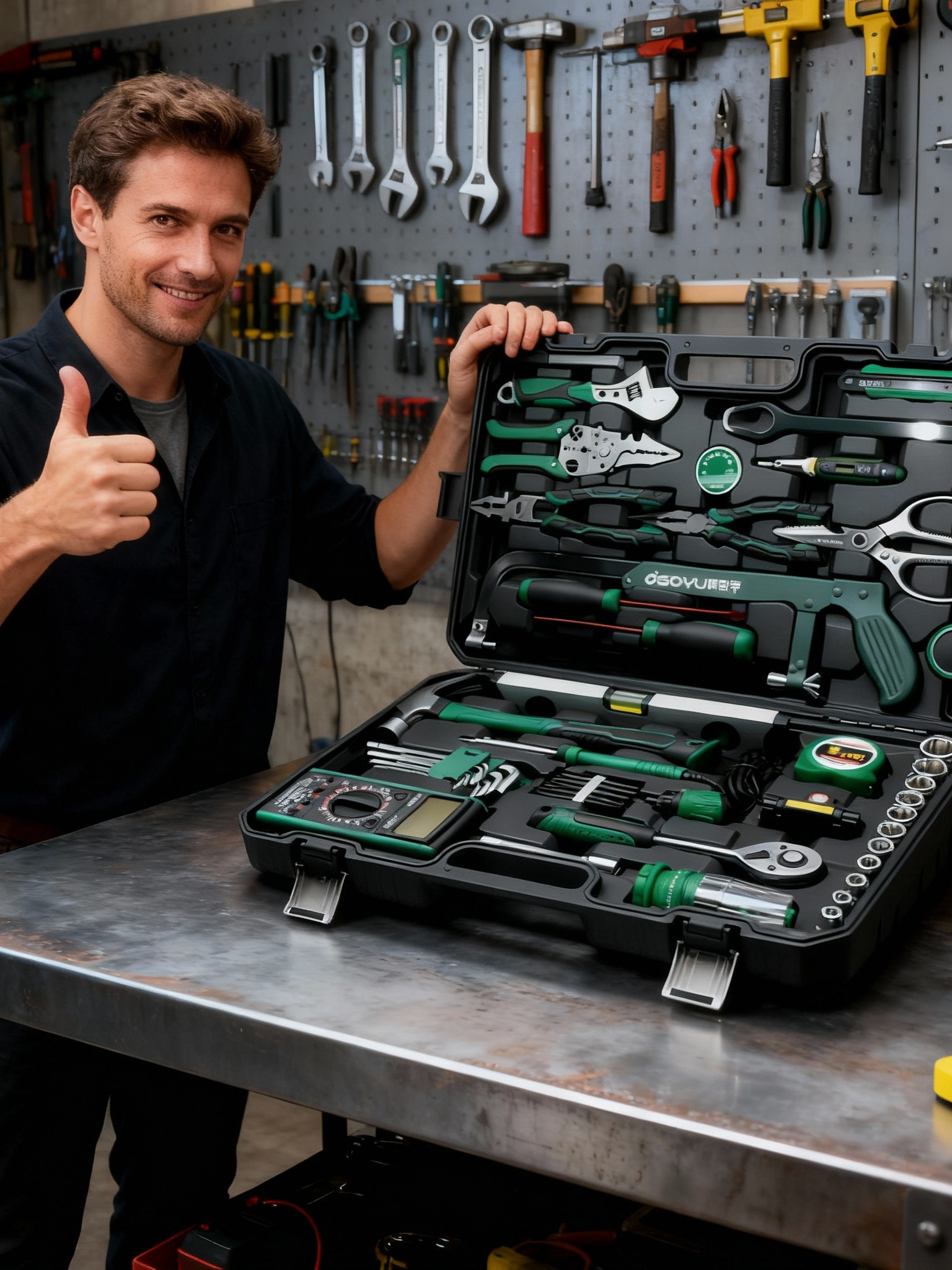 Industrial-Grade Tool Box Set, Multi-Functional Household Hardware Tool Set, Complete Combination, Car-Mounted Electrician's Complete Set