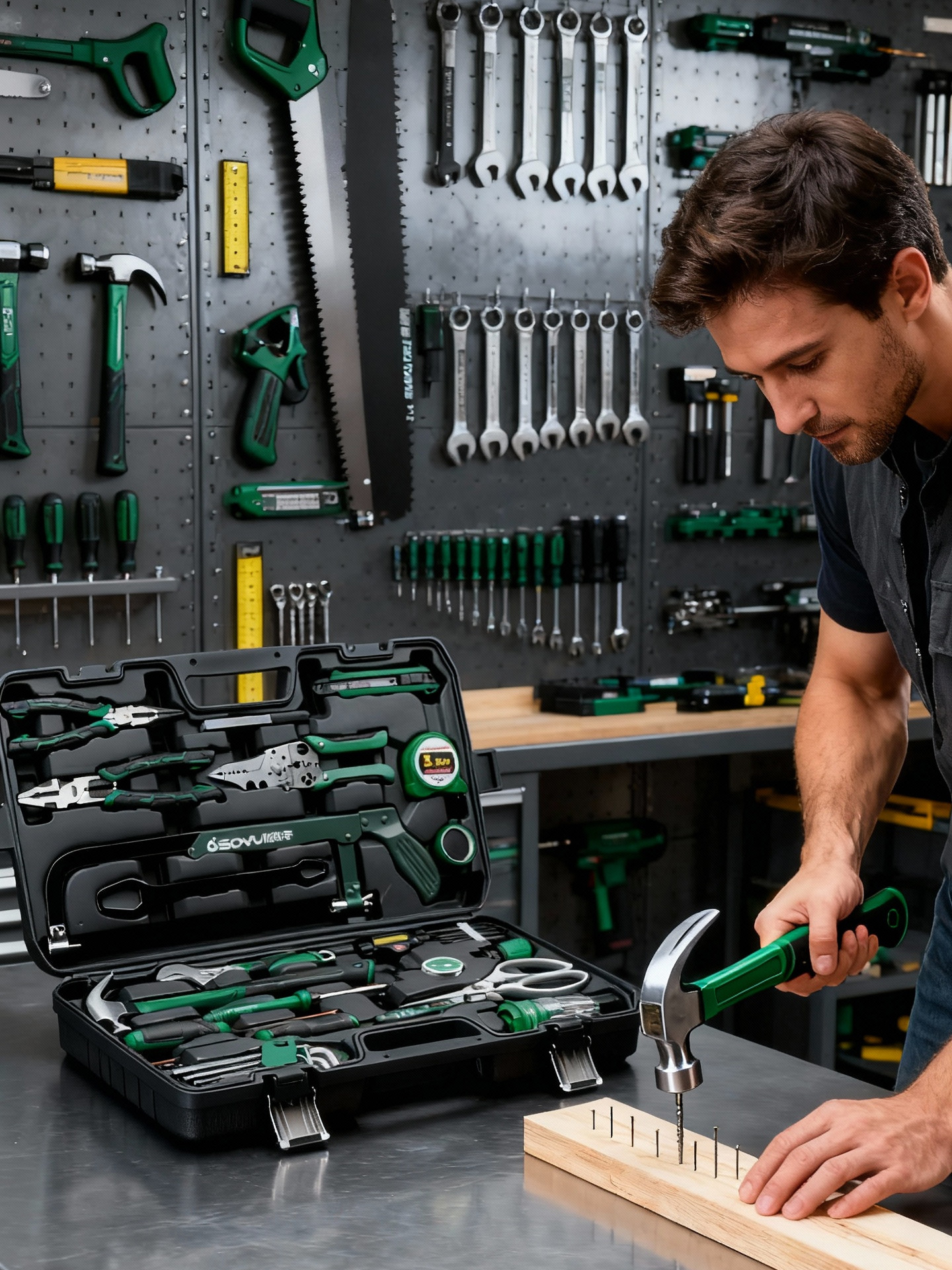 Industrial-Grade Hardware Tool Box Set, Multi-Functional Household Electrician Repair Tool Kit, Complete Set for Vehicle Use