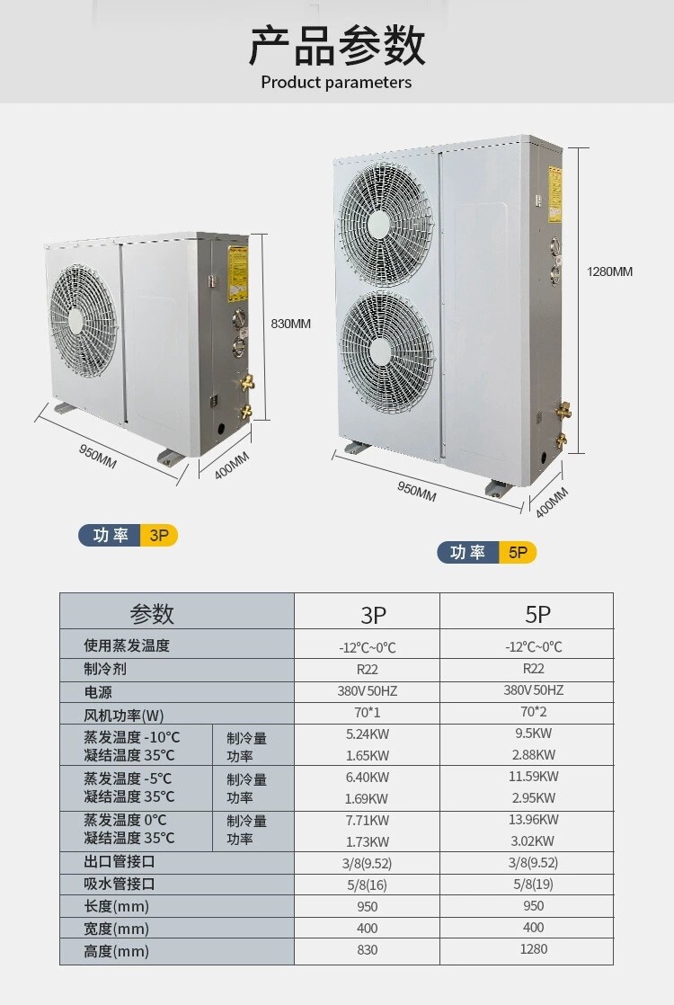 冷库涡旋压缩机制冷机组小型中高温室外保鲜冷藏车冷库商用冷却机(图3)
