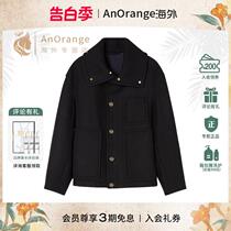 2024 new mens wide collar design black wool blend fabric single-breasted jacket