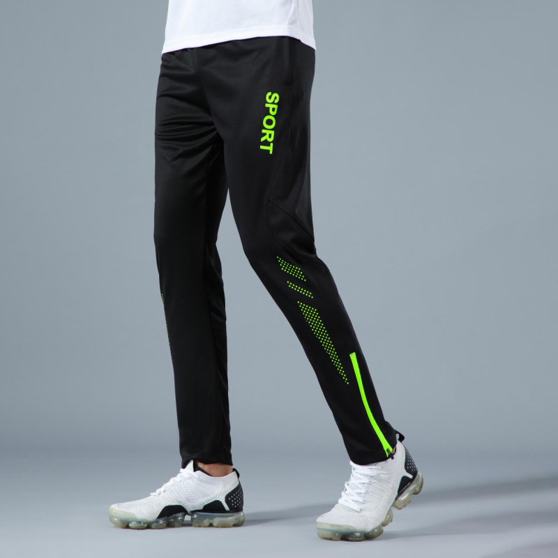 Men's Sports Pants for Outdoor Fitness, Soccer, Running, Breathable Letter Print Casual Black Pants, Training Pants