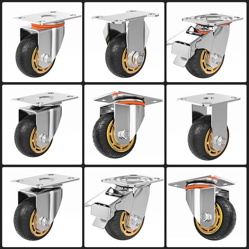 Universal Wheels Wheels Large All 3456 Inch Heavy Rubber Silent Wheel Set Steering Small Cart Flatbed Truck Trailer Castors-Taobao