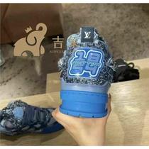 Fashionable Mens Pressed Shoes Revival Denim Floral Crystal Pattern Sneakers