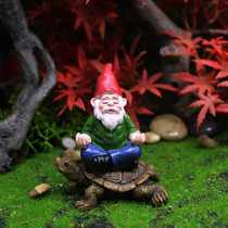 Cross-border creative dwarf sitting in meditation turtle resin crafts garden gnome micro landscape ornaments elf decoration