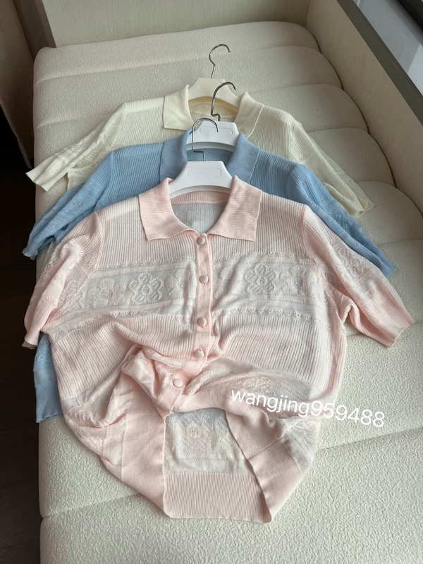 High-End, Meticulously Crafted, Women's Fine Shimmer Matte Diamond-Style Knit Short-Sleeve Shirt High-End, Meticulously Crafted, Women's Fine Shimmer Matte Diamond-Style Knit Short-Sleeve Shirt