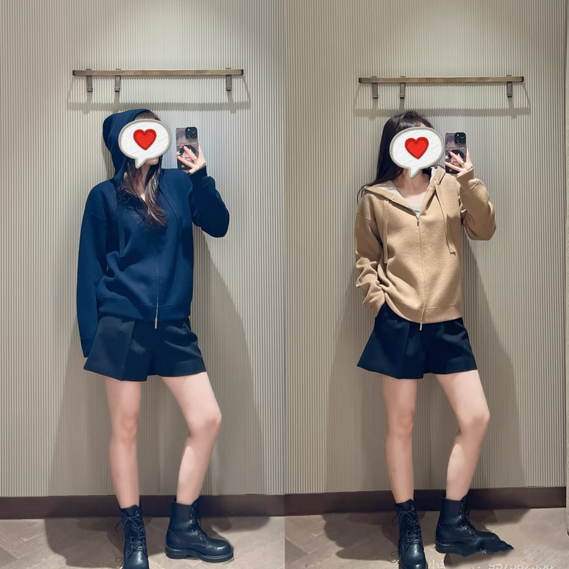 Nearly 700 Grams Women's Double-Sided Jacquard Hooded Knitted Cardigan Thickened Four-Needle Knit Jacket for Women