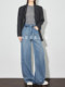 Faesslin Blue High-Waisted Straight-Leg Jeans for Women, New Spring and Autumn Style, Loose Fit, Extended Length, Floor-Length Wide-Leg Pants