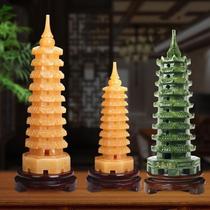 Luzhai Stone Natural Jade Beige Jade Wenchang Tower Ornament 9th Floor 13th Floor Living Room Office Study Decorative Stone