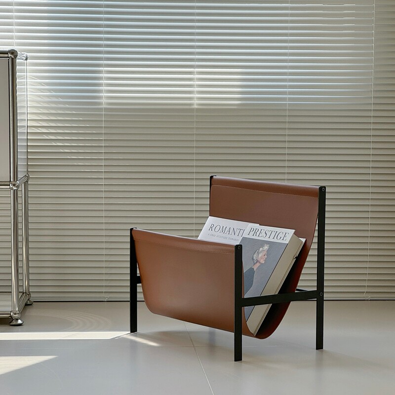 Second-Hand Simple Floor-Standing Magazine Rack for Living Room and Study, Newspaper Storage Rack, Industrial-Style Brown Storage Rack for Newspapers and Books