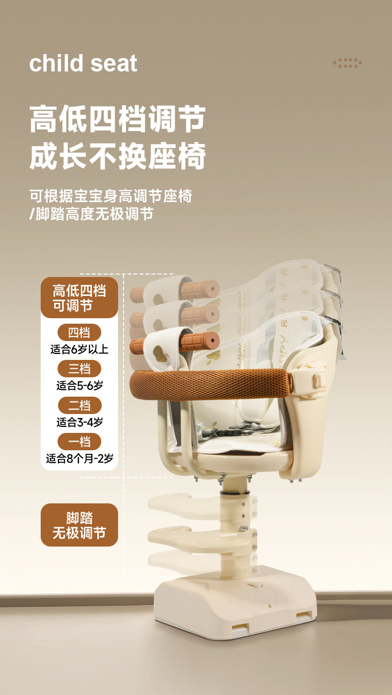Front-mounted rotatable child seat for electric vehicles, suitable for Yadi and Aima electric scooters, child and baby safety seat