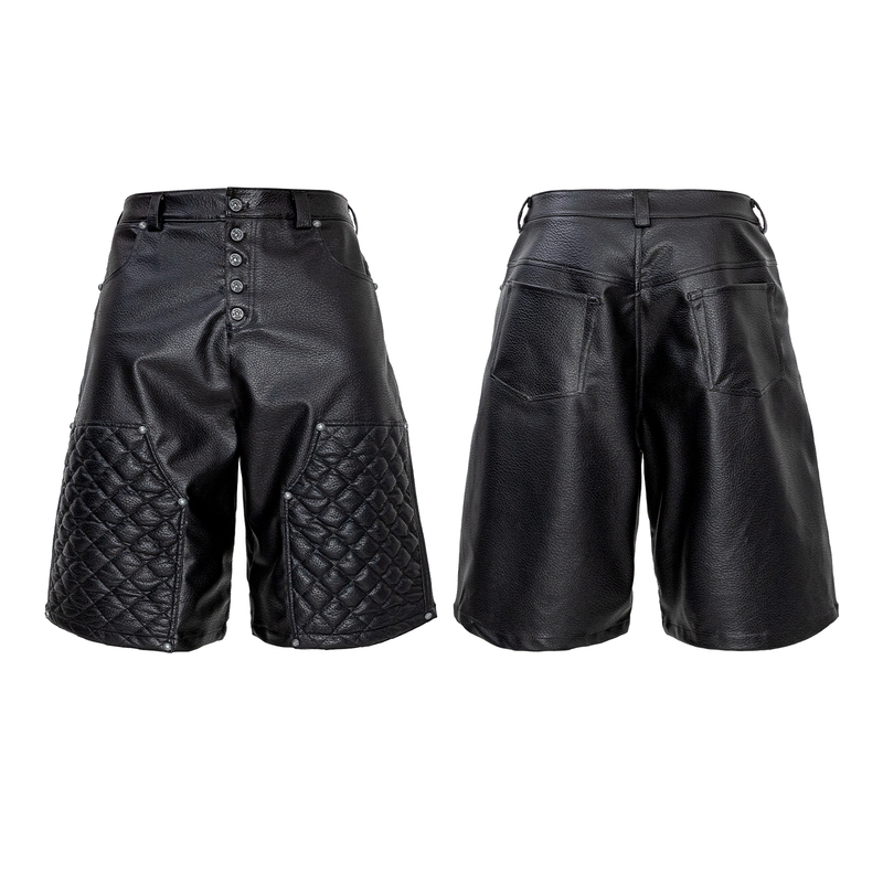 Lce* Out of Control Edge 26Ss Motorcycle Diamond Quilted Cotton Lychee Pattern Leather Pants Buttoned Cropped Pants Lce* Out of Control Edge 26Ss Motorcycle Diamond Quilted Cotton Lychee Pattern Leather Pants Buttoned Cropped Pants