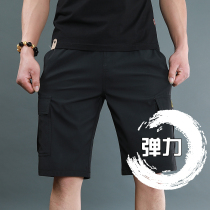 Wolf Claw outdoor running quick-drying five-point pants mens multi-pocket cargo shorts mens loose large size stretch mid-pants beach pants