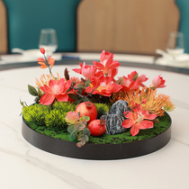 Hotel dining table flower large round table middle turntable flower arrangement hotel restaurant box high-end artificial flower decorative flower arrangement