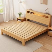 Solid wood bed simple and modern 1 5 meter double bed master bedroom 1 8 rental house home storage 1 2 meter single bed frame
