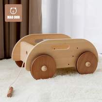 Toddler stroller stroller one-year-old walking aid baby forward multi-functional child solid wood cat flower without paint