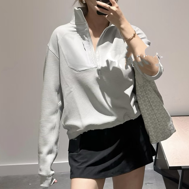 26 New Women's Waffle Knit Half-Zip Sweatshirt