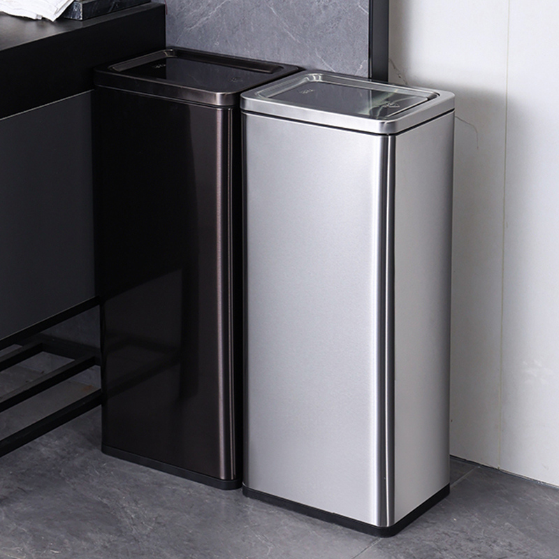 Stainless Steel Swing Lid Trash Can, Large Capacity Toilet Paper Storage Bin for Public Restrooms, Office, Kitchen, Large Flip-Top