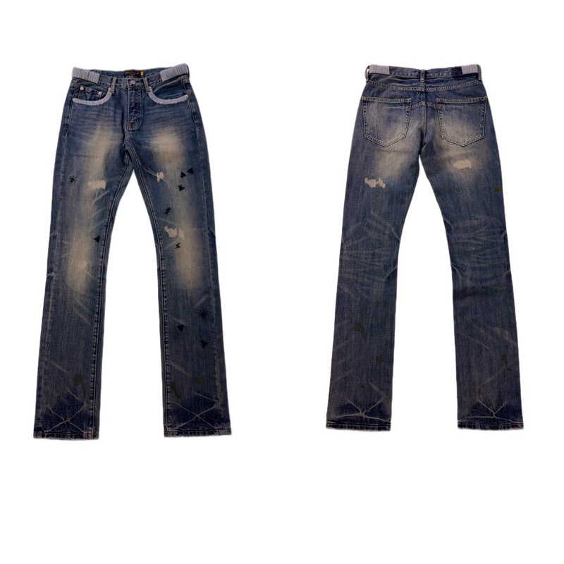 [in Stock] Undercover 06Ss t Issue Insect Embroidery Distressed Washed Jeans