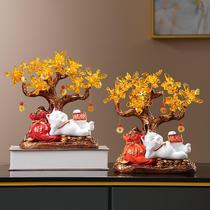 Lie down and make money lucky cat money tree ornaments living room entrance TV cabinet wine cabinet desktop decorations housewarming opening gift