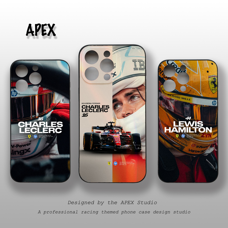 Leclerc Hamilton Ferrari F1 Racing-Themed Sports-Style High-End Anti-Drop Phone Case Suitable for Iphone, Apple, Huawei, Xiaomi, Oppo, Oneplus, Iqoo Any Model