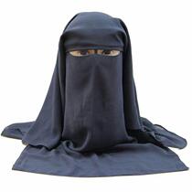 H225 Three Layers Chiffon Fabric Niqab Tie back Face Cover M