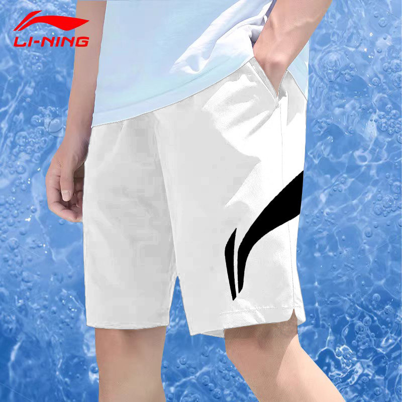 Шорты Li Ning, мужские летние шорты нового стиля, оригинальные быстросохнущие дышащие брюки из хлопка, спортивные штаны для тренировок по бегу, пятиточечные брюки