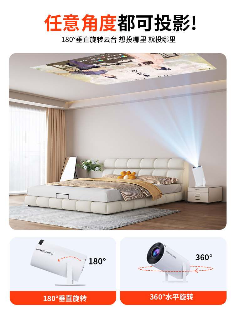 [2025 New Model] Magcubic Home Projector Hy300Pro Bedroom Dormitory High-Definition Projector Can Connect to Mobile Phone 5g Wireless Game Screen Projection Supports Computer HDMI