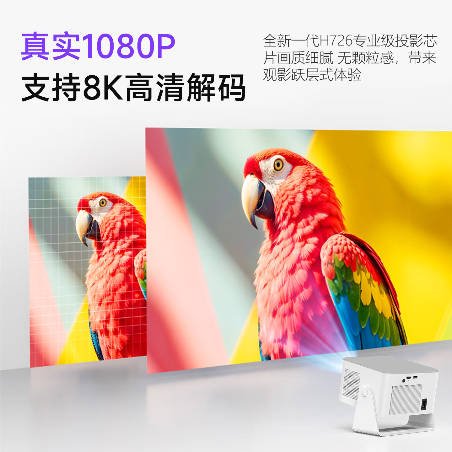 Magcubic 2026 New Model Home Projector Ultra-High Definition Can Connect to Mobile Phone for Screen Projection Portable Student Dormitory Projector Can Project on White Walls Usable during the Day Supports HDMI Game Projection