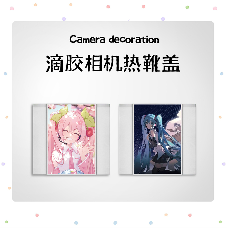 Hatsune Miku Metal Hot Shoe Cover Is Suitable for Sony, Canon, Nikon, and Fuji Cameras, with Epoxy Resin Hot Shoe Protection and Decoration