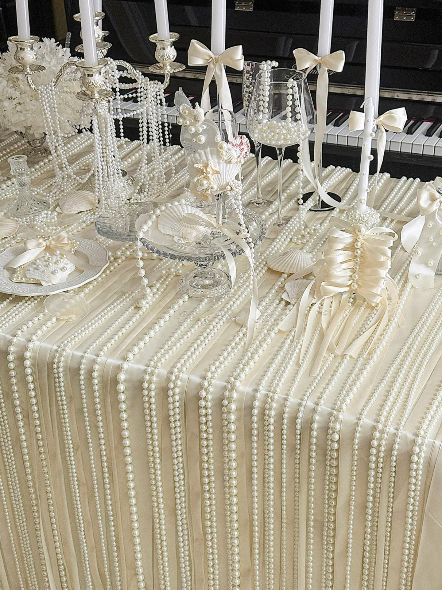 Simulated Pearl Chain, Wedding Long Chain, Versatile Decorative Accessories for Various Banquets, Tabletop Scenery Supplies