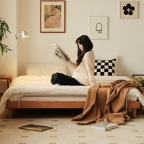 Huhu tatami bed Nordic Japanese solid wood double bed cherry wood furniture meter single bed without bedside bed