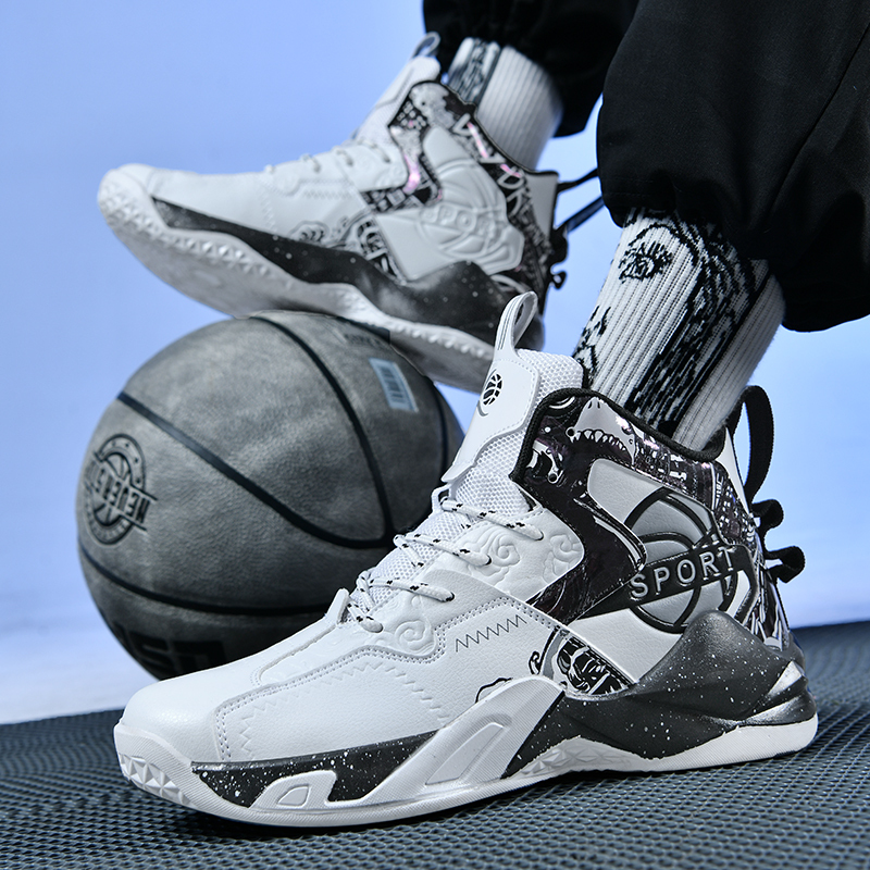 Official Website Qiao Zhou Men's Shoes 2026 Autumn Leather Waterproof Sports Shoes Student Running Shoes Basketball High-Top Sneakers Men's Style