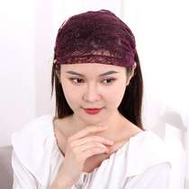 Spring temperament mesh jacquard shiny covering white hair wide hairband lace womens headscarf hair cover headband headband hair accessories