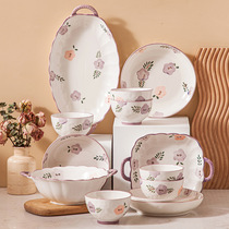 Tableware ceramic dish set household 2024 new style bowls plates and bowls moving to new home bowls and chopsticks set high-end
