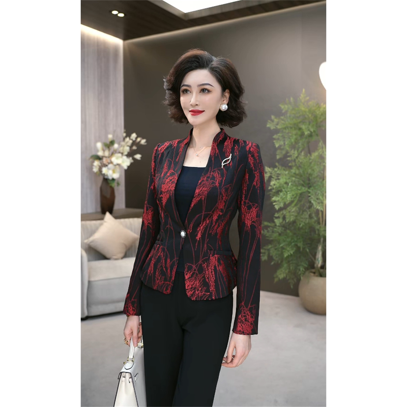 2026 Autumn High-End Black Embroidered Jacquard Fashion Slimming Versatile Short Blazer Jacket Wf2200 2026 Autumn High-End Black Embroidered Jacquard Fashion Slimming Versatile Short Blazer Jacket Wf2200