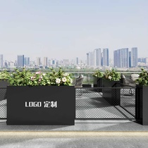 Outdoor stainless steel flower box combination wrought iron flower trough courtyard terrace flower bed road fence partition flower stand customization