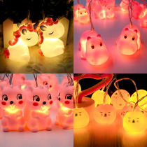 led vinyl animal lamp cartoon childrens room decoration LED colorful light string Christmas holiday unicorn battery box light string