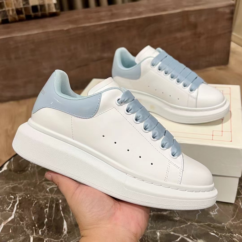 2026 New Thick-Soled Mcqueen-Style White Sneakers for Women, Sports Casual Couple's Genuine Leather Height-Increasing Mcqueen Sneakers for Men
