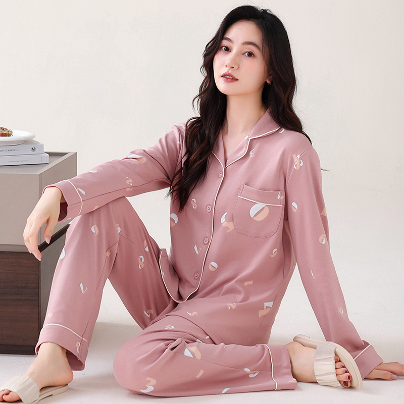 Cotton Pajamas, Large Size for Women, Spring and Autumn Style, Pure Cotton Long-Sleeved Cardigan, Women's Home Wear, Winter Wearable Set Cotton Pajamas, Large Size for Women, Spring and Autumn Style, Pure Cotton Long-Sleeved Cardigan, Women's Home Wear, Winter Wearable Set