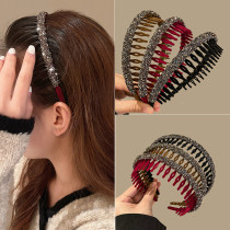 Autumn and winter new style toothed headband flocking Internet celebrity simple broken hair bangs hairpin clip red face wash wavy headband
