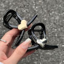 Love Black Clip Womens 2024 New High-end Hair Clip Back of Head Shark Clip Medium Clip Headwear