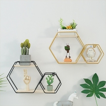 ins Nordic modern minimalist creative iron art living room bedroom wall decoration storage partition punch-free storage rack