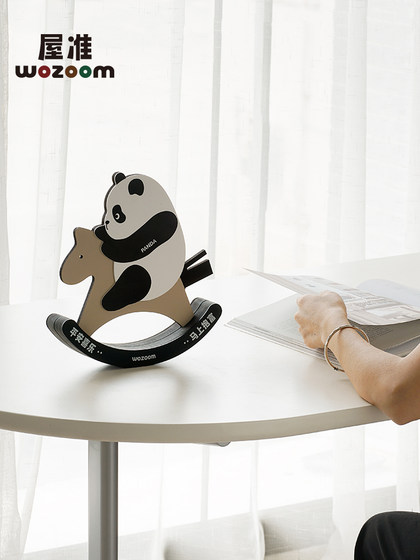 WOZOOM屋准创意熊猫摇摆桌面摆件客厅电视柜玄关装饰乔迁新居礼品
