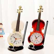Classical elegant violin clock creative musical instrument violin home bedroom childrens room alarm clock student gift