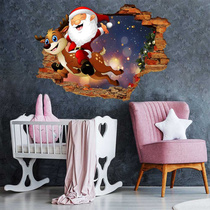 New broken wall 3D Santa Claus wall stickers childrens room kindergarten renovation decoration self-adhesive paper