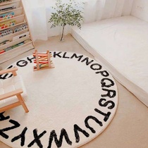 Thick imitation cashmere round carpet cute cartoon childrens room climbing mat 2 English letters enlightenment crawling mat