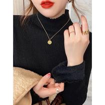 145 short velvet thickened knitted bottoming shirt for women in autumn and winter 150 tall wear with warm sweater xs