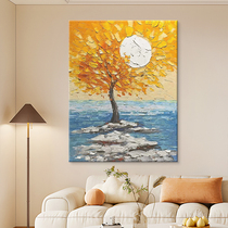 Cream style money tree hand-painted oil painting golden leaf living room decoration painting abstract landscape entrance corridor hanging painting