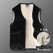 Cross-border autumn and winter vest vest mens plus velvet casual vest lamb velvet large size vest mens warm double-sided velvet